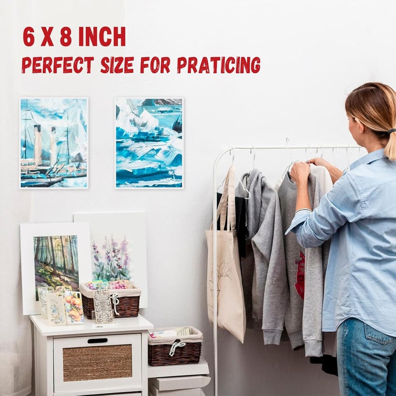 HANSILK 4pk 6x8 Stretched White Blank Canvas - Primed,100% Cotton,Profile of Super Value Pack for Acrylics,Oils & Other Painting - Image 2